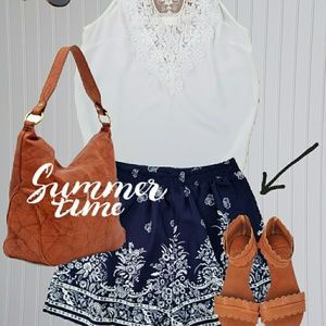 Womens shorts Navy summer floral boho romper style